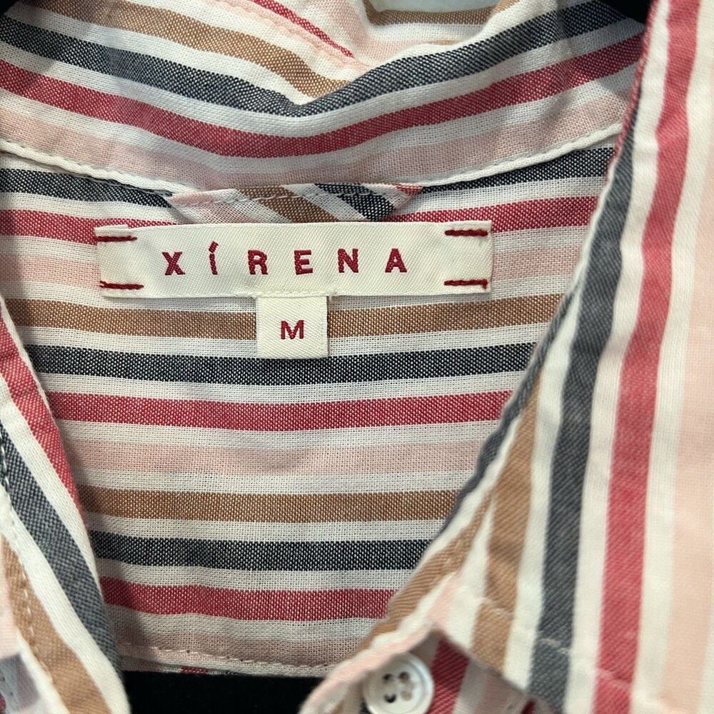 Xirena Women’s button up shirt size M striped long sleeve multi Preppy Summer - Picture 2 of 6